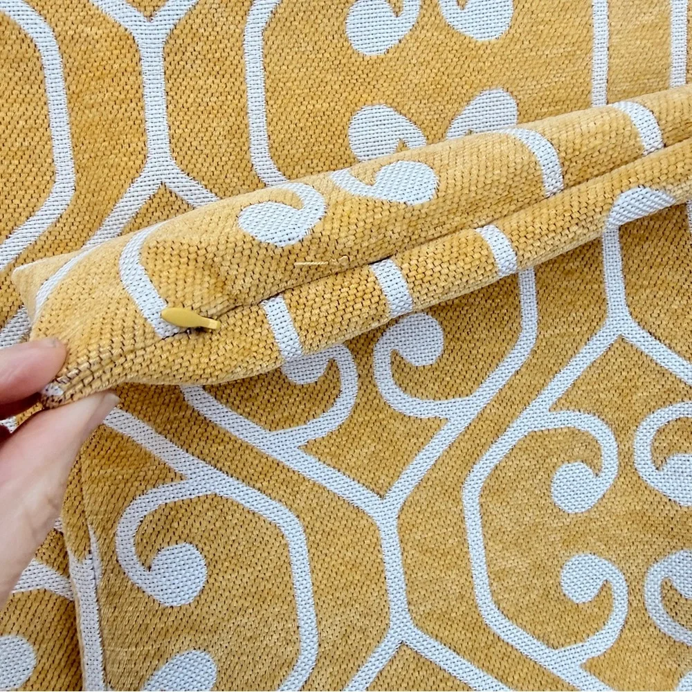 2 Vibrant Yellow Geometric Lattice Patterned Accent Pillow Covers 18.5